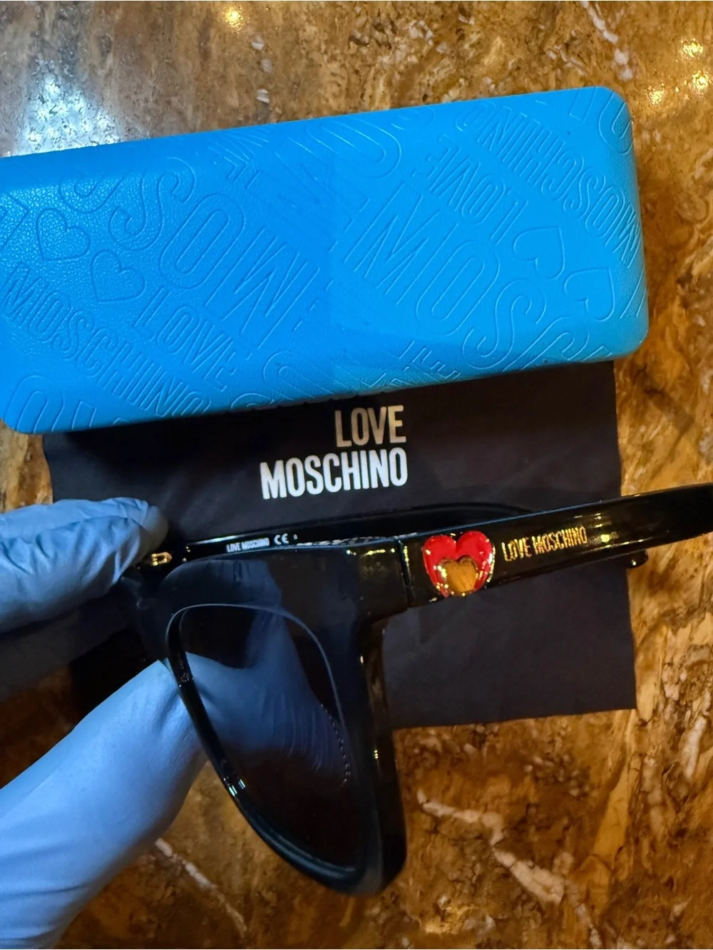 Love Moschino Black Sunglasses with Blue Case and Pouch